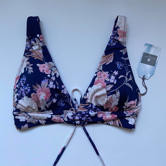 EVERYDAY SUNDAY BLUE BIKINI DITSY FLORAL FEMININE COTTAGECORE COASTAL POOL TOILE - Picture 2 of 12
